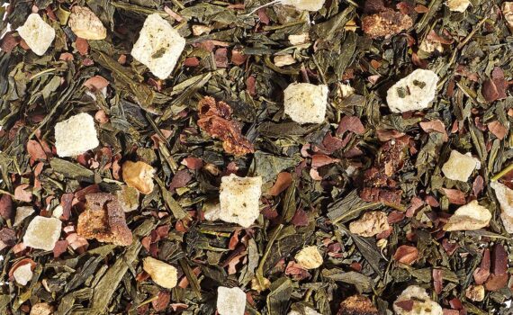 Grünteemischung Sencha Schokokuchen mit Birne & Ingwer